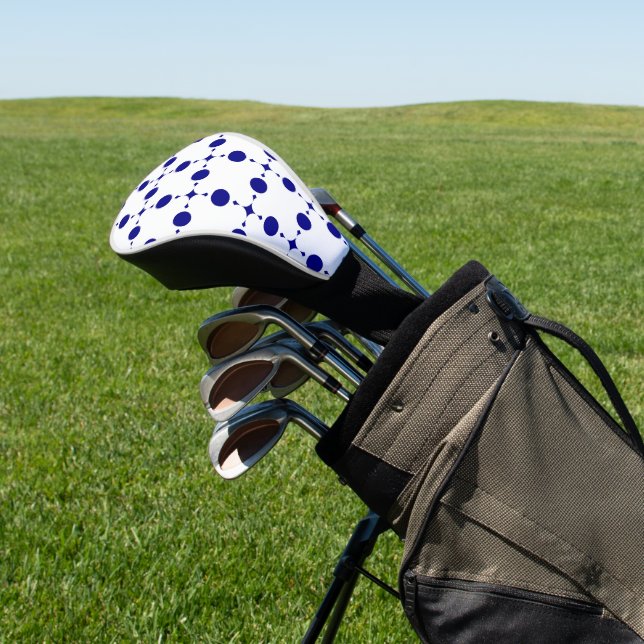 Navy Blue Polka Dots, Polka Dot Pattern, Dots Golf Head Cover (In Situ)