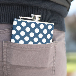 Navy Blue Polka Dots, Polka Dot Pattern, Dots Hip Flask