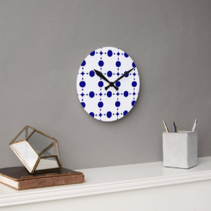 Navy Blue Polka Dots, Polka Dot Pattern, Dots Round Clock