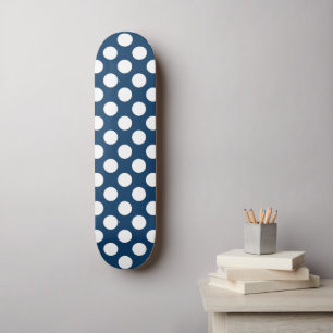 Navy Blue Polka Dots, Polka Dot Pattern, Dots Skateboard