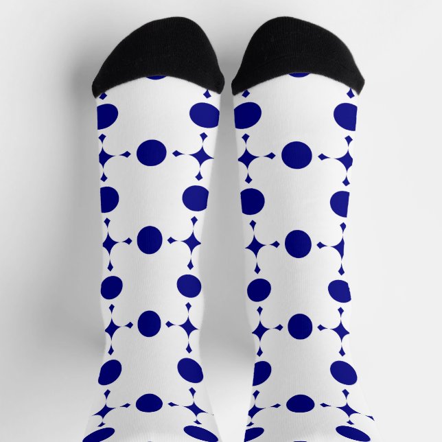 Navy Blue Polka Dots, Polka Dot Pattern, Dots Socks (Top)