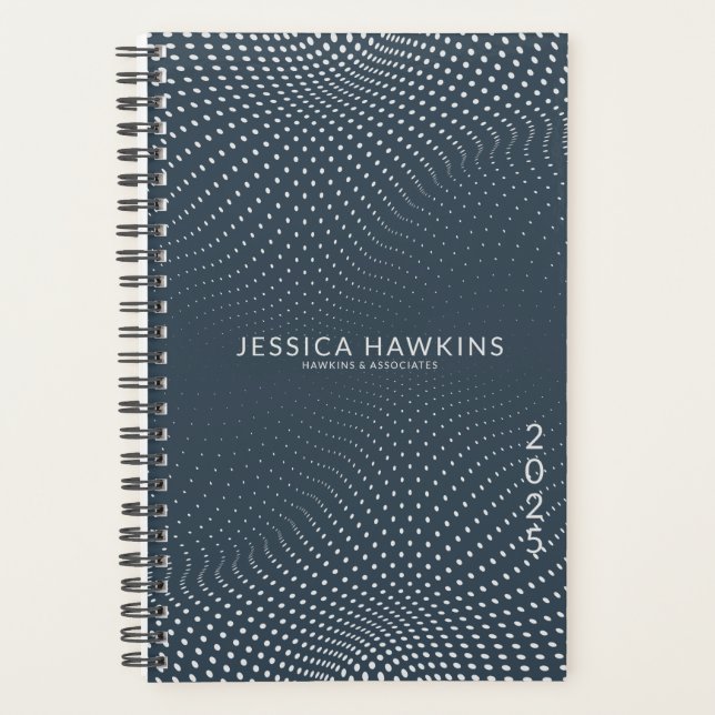 Navy Blue Pop Dots Year Weekly Planner (Front)