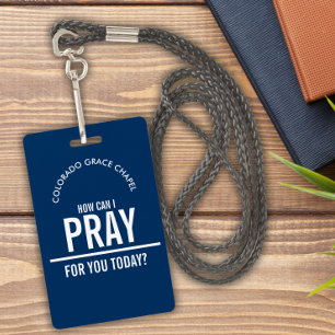 Navy Blue prayer church volunteers id badge