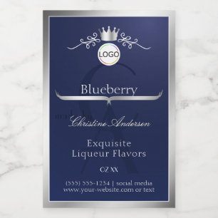 Navy Blue Product Label Silver Frame Logo Monogram