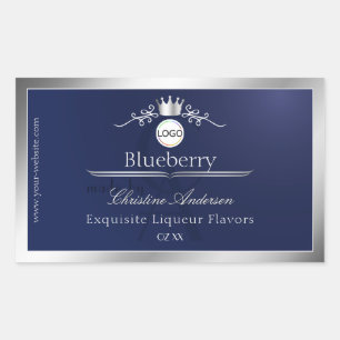 Navy Blue Product Label Silver Frame Logo Monogram