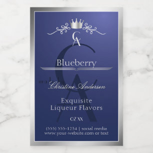 Navy Blue Product Label with Silver Frame Monogram