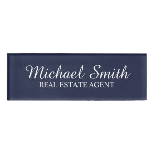 Navy Blue Professional Personalized Name Tag