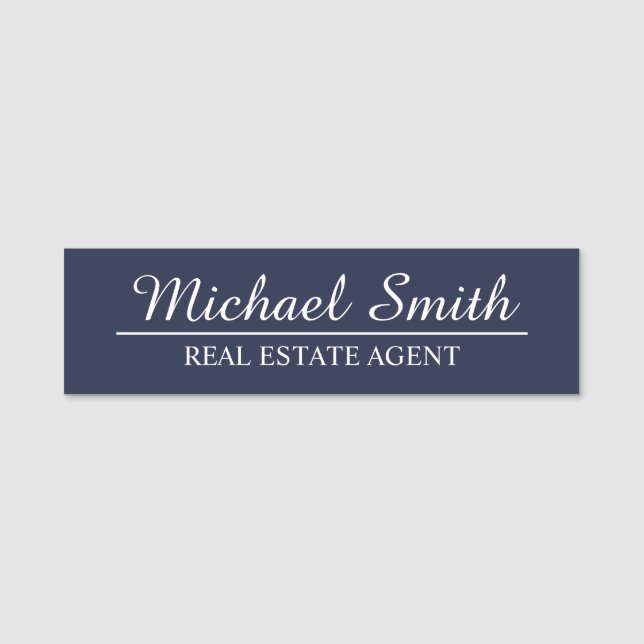 Navy Blue Professional Personalized Name Tag (Front)