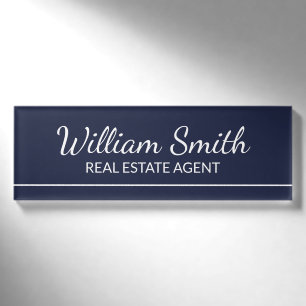 Navy Blue Professional Personalized Name Tag