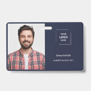 Navy Blue Professional Staff Identity Design Badge