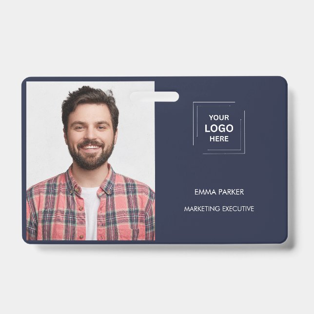 Navy Blue Professional Staff Identity Design Badge (Front)