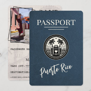 Navy Blue Puerto Rico Passport Save The Date