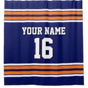 Navy Blue Pumpkin Orange Wht Stripes Sports Jersey
