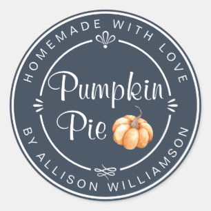Navy Blue Pumpkin Pie Homemade Classic Round Sticker