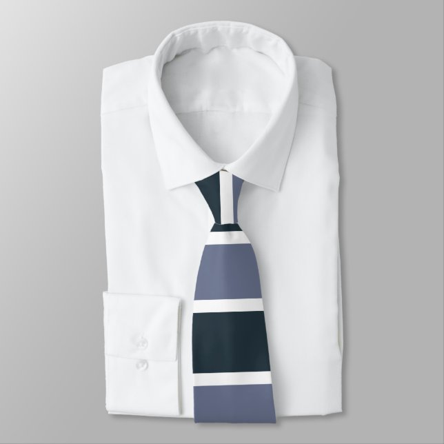 Navy Blue Purple Stripes Tie (Tied)