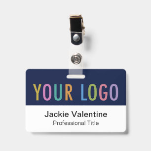 Navy Blue PVC Badge Horizontal Logo Staff Name Tag