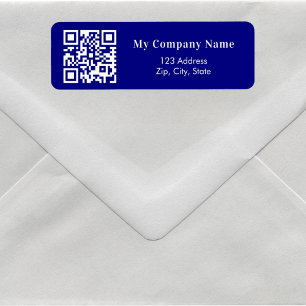 Navy blue QR code business return address