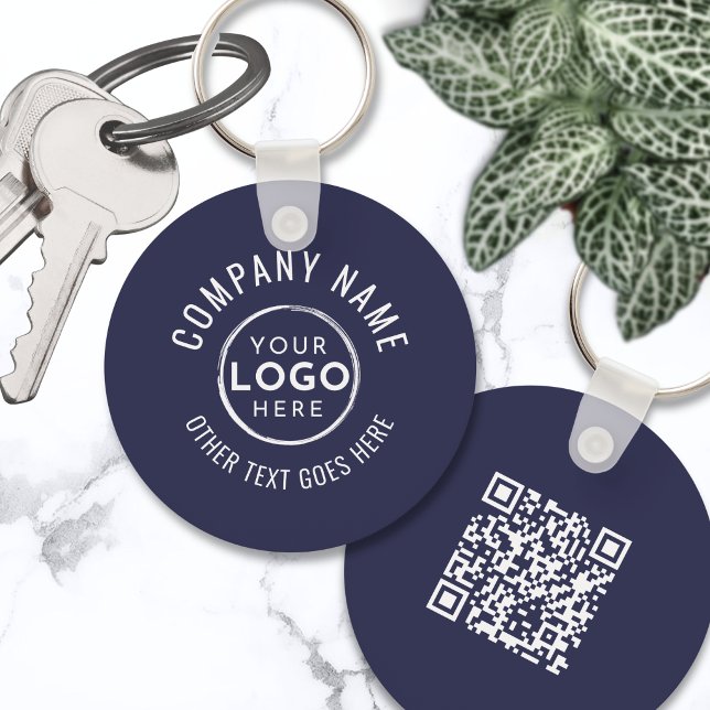 Navy Blue QR Code Company Logo Keychain (Navy Blue QR Code Company Logo Keychain)