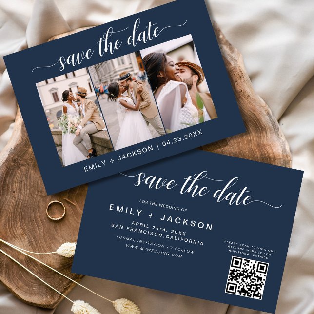 Navy Blue QR Code - Save the Date 3 Photo (Creator Uploaded)