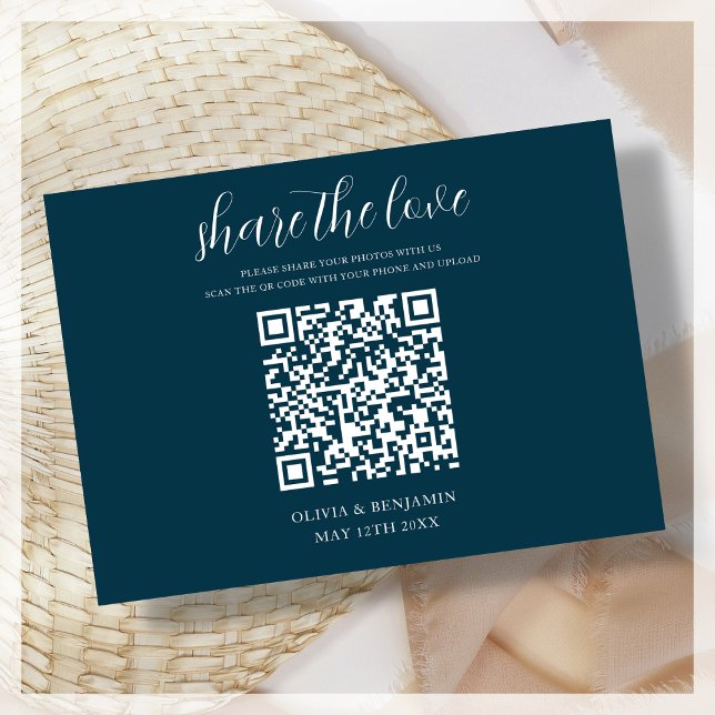 Navy Blue QR Code Share The Love Enclosure Card (Creator Uploaded)