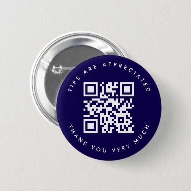 Navy Blue QR Code Tip 2 Inch Round Button (Front & Back)