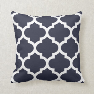 Navy Blue Quatrefoil Pillow