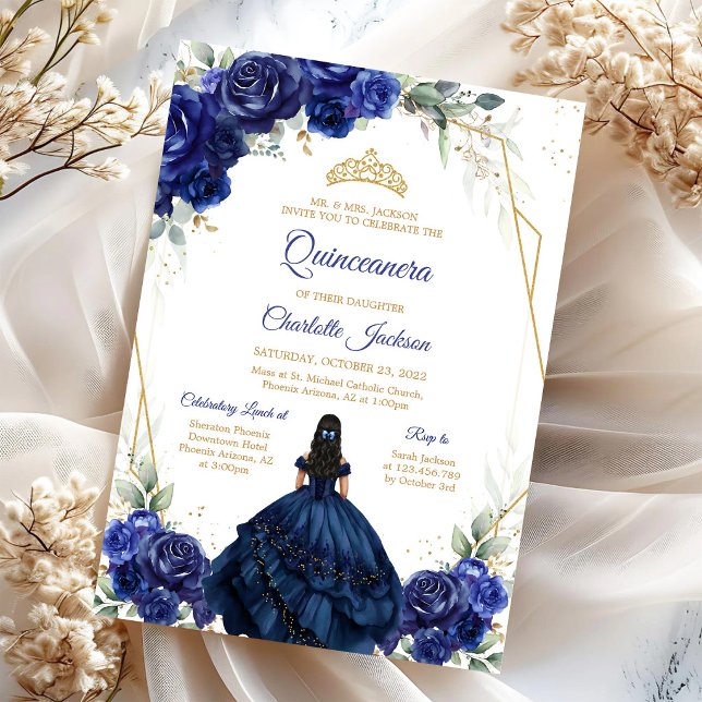 Navy Blue Quinceanera Invitation (Creator Uploaded)