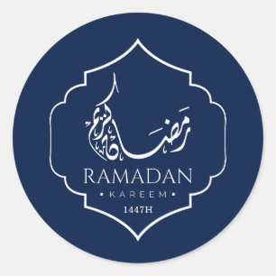 Navy Blue Ramadan Kareem Personalized Islamic  Classic Round Sticker