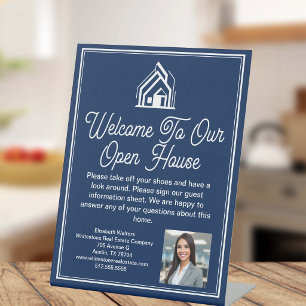 Navy Blue Real Estate Company Customized Realtor Pedestal Sign