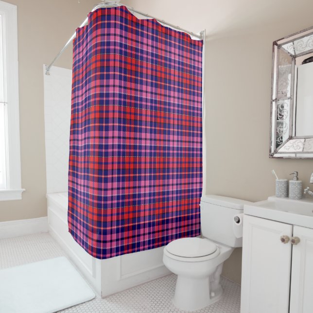 Navy Blue Red Pink Plaid Tartan Design  (In Situ)