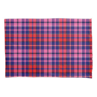 Navy Blue Red Pink Plaid Tartan Design  Pillowcase