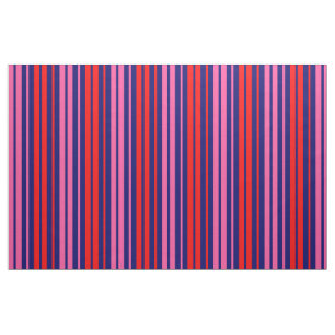 Navy Blue Red Pink Vertical Stripes Design   Fabric