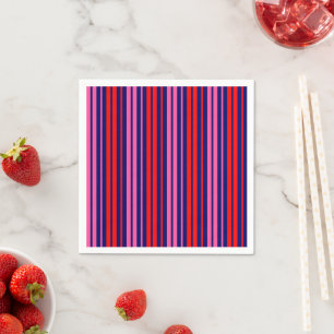 Navy Blue Red Pink Vertical Stripes Design   Napkin