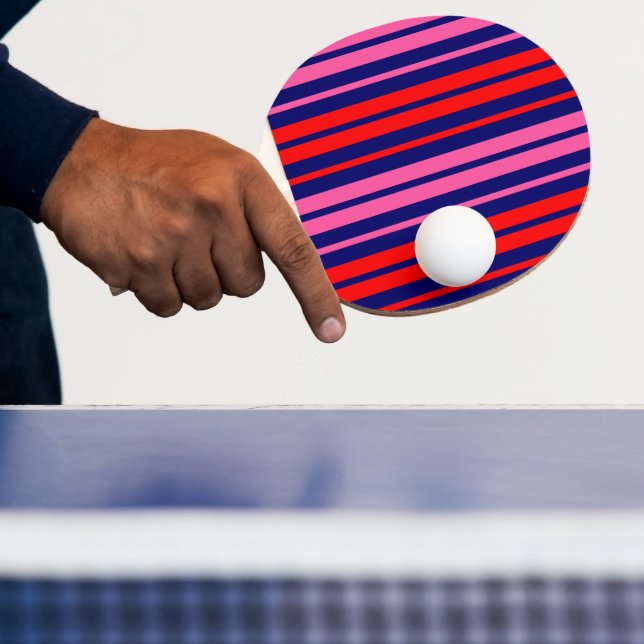 Navy Blue Red Pink Vertical Stripes Design   Ping Pong Paddle (Insitu)