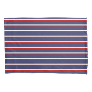 Navy Blue Red Stripe Pattern Pillowcase
