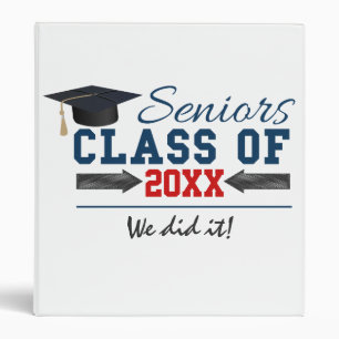 Navy Blue Red Typography Graduation Folder Binder