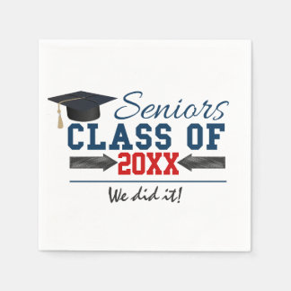 Navy Blue Red Typography Graduation napkins