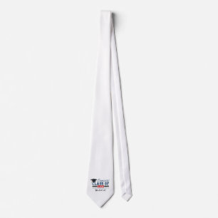 Navy Blue Red Typography Graduation Necktie