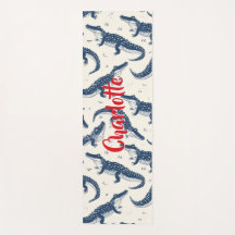 Navy Blue & Red vintage crocodile pattern