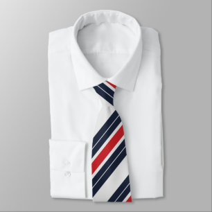 Navy Blue Red White Candy Stripe Tie