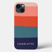 Navy Blue Red Wide Abstract Stripe Personalized