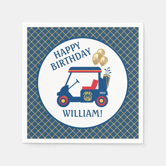 Navy Blue Red Yellow Personalized   Napkin (Front)