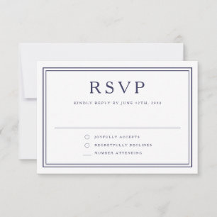 Navy Blue Religious Cross Boy First Communion  RSVP Card