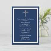 Navy Blue Religious Invitation (Standing Front)