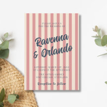 Navy Blue Retro Blush Pink Stripes Wedding
