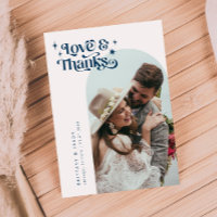 Navy Blue Retro Love & Thanks White Arch Wedding