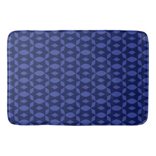 Navy Blue Retro Two Tone Pattern Home  Bath Mat