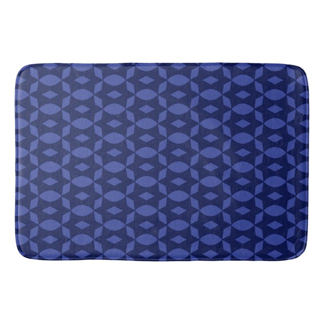Navy Blue Retro Two Tone Pattern Home  Bath Mat (Front)