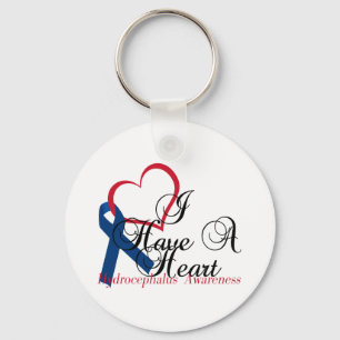 Navy Blue Ribbon Hydrocephalus Awareness Keychain