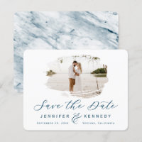 Navy Blue Romantic Brushed Frame with Photo